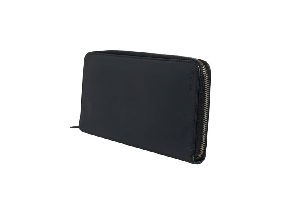 Navy Oliver Embossed Leather Zip-Around Wallet