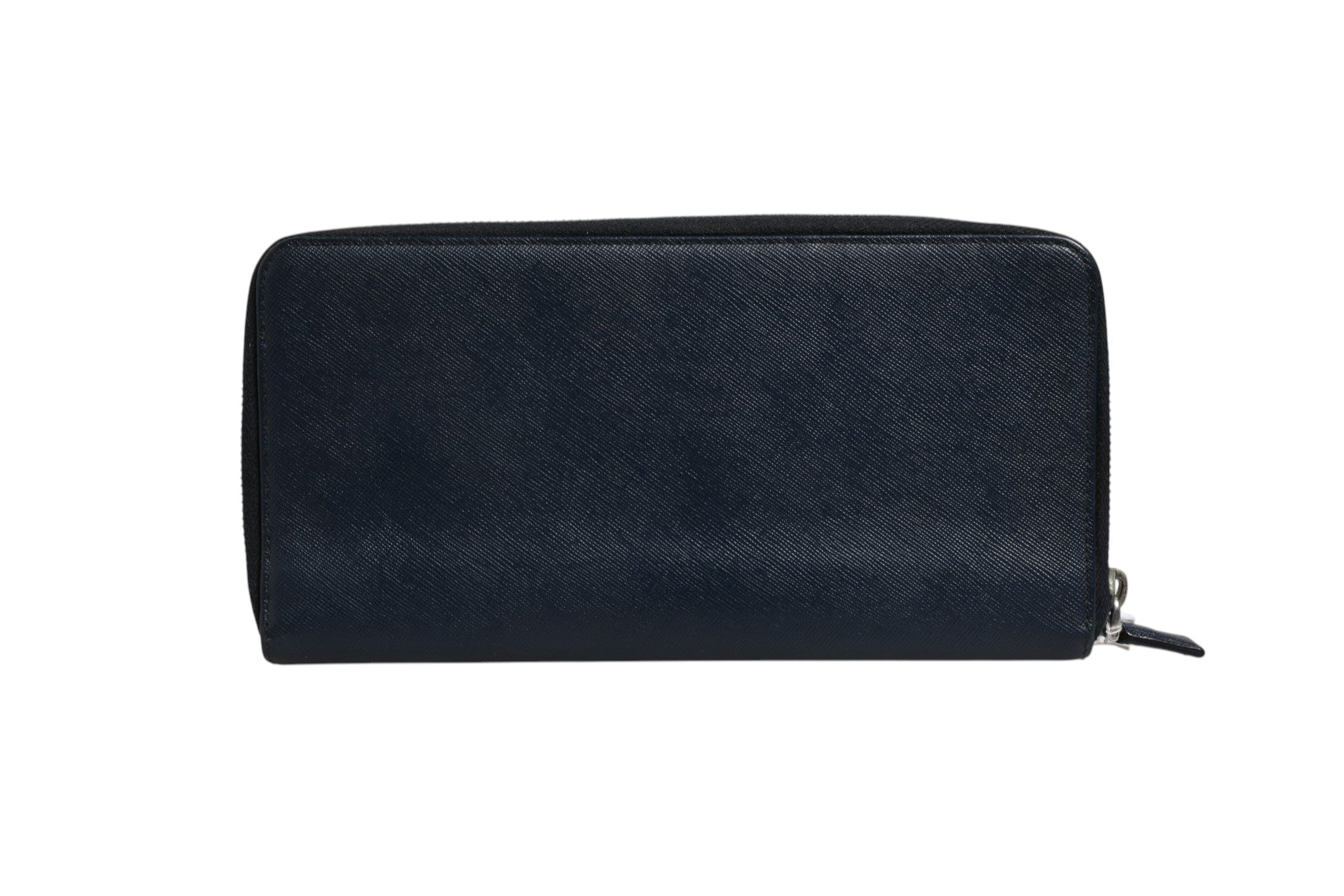 Navy Oliver Embossed Leather Zip-Around Wallet