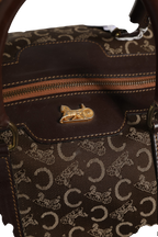 Dark brown and Gold logo duffel