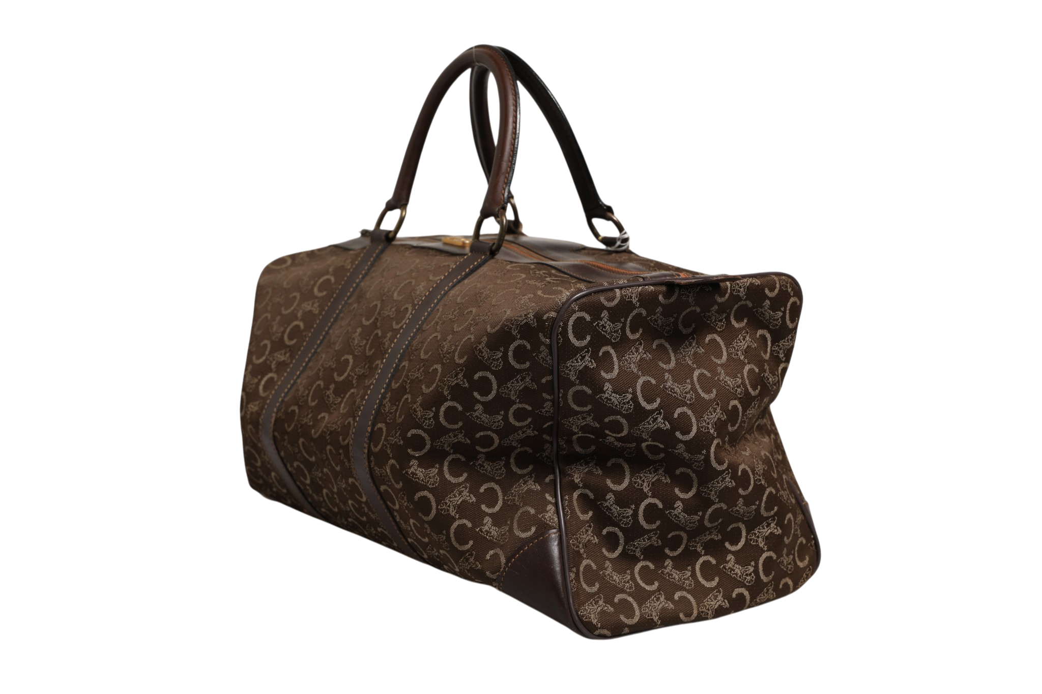 Dark brown and Gold logo duffel
