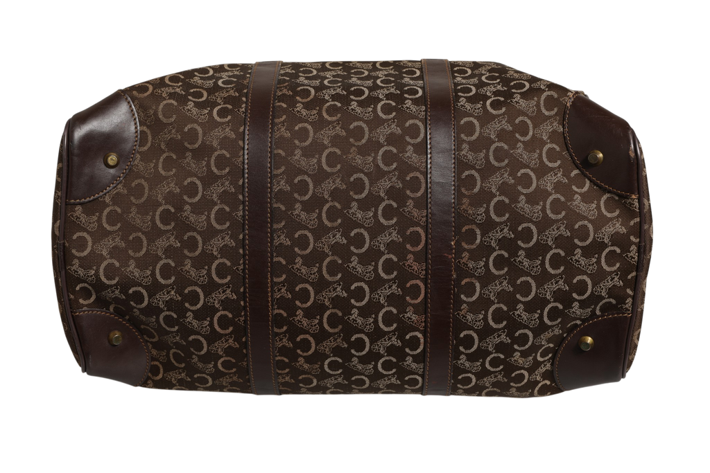 Dark brown and Gold logo duffel