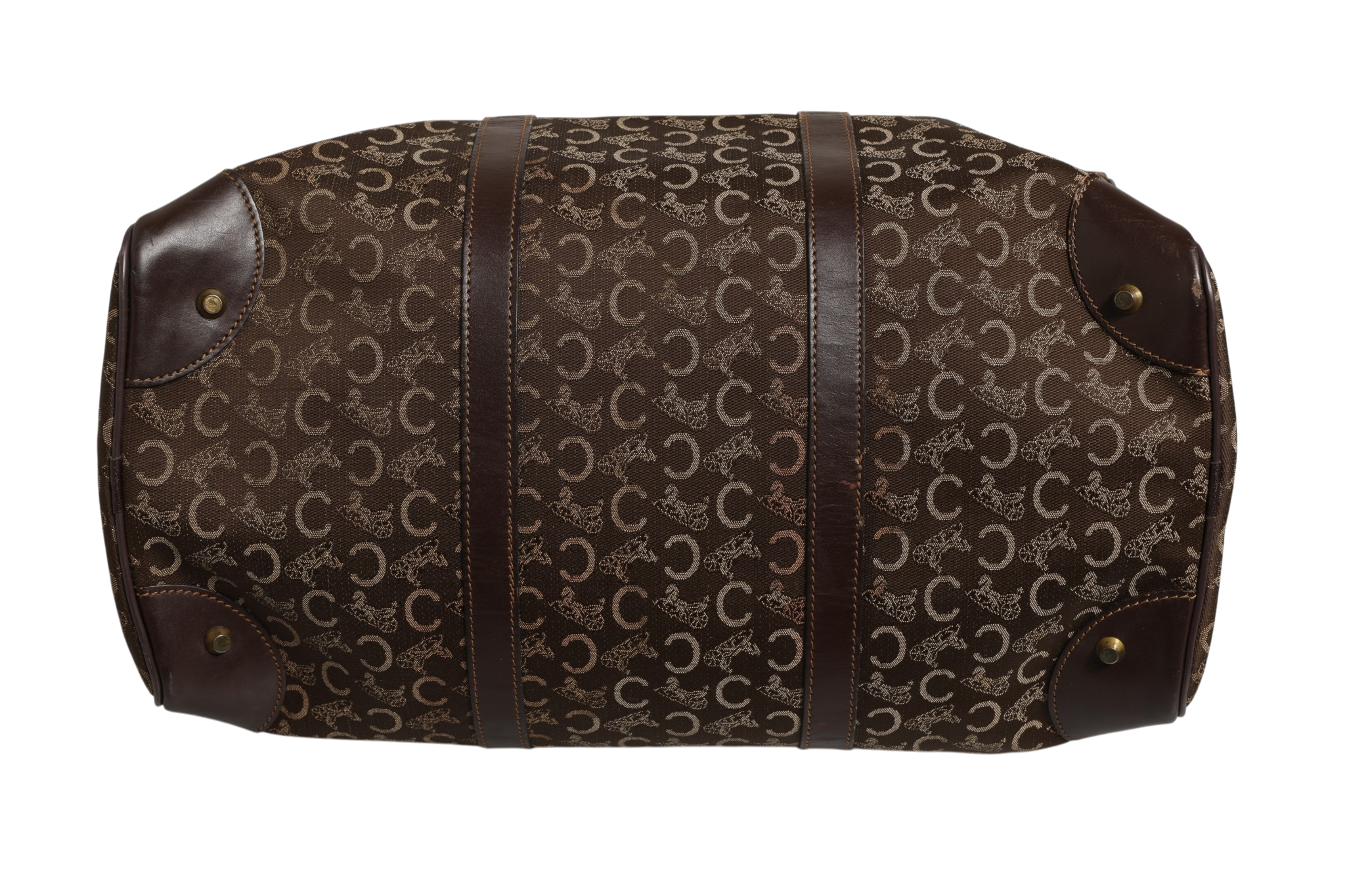Dark brown and Gold logo duffel