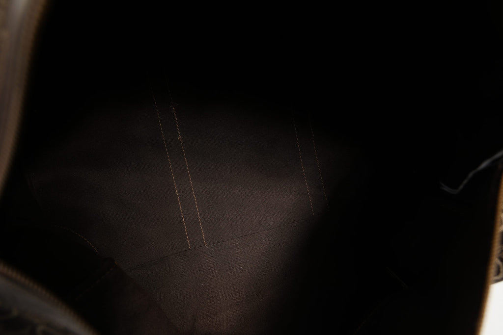 Dark brown and Gold logo duffel
