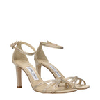 Beige Satin Stiletto Heel Sandals