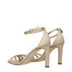 Beige Satin Stiletto Heel Sandals