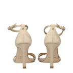 Beige Satin Stiletto Heel Sandals