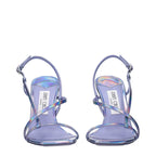 Purple Leather Stiletto Heel Sandals