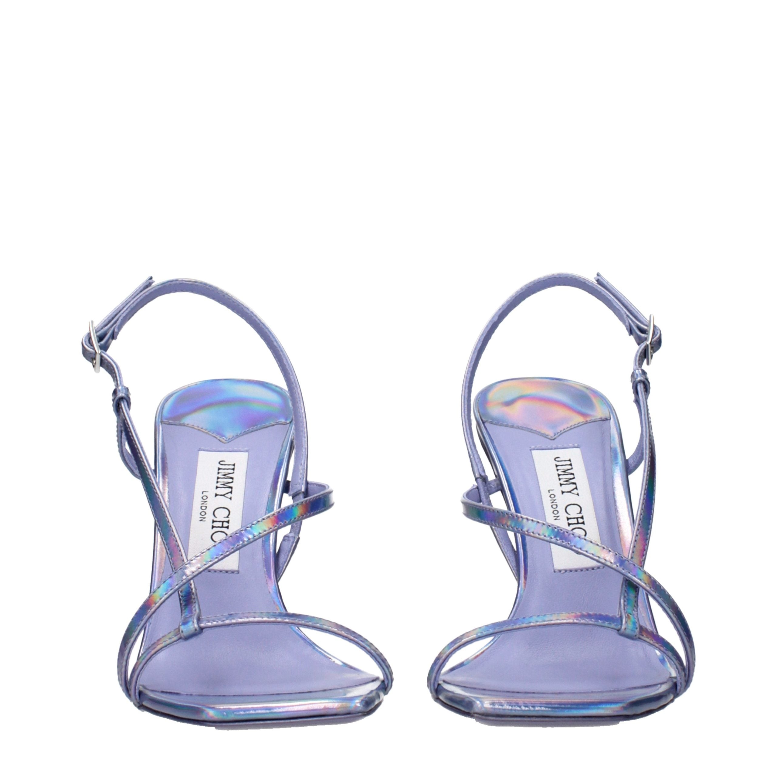 Purple Leather Stiletto Heel Sandals