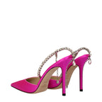 Pink Satin Stiletto Heel Sandals