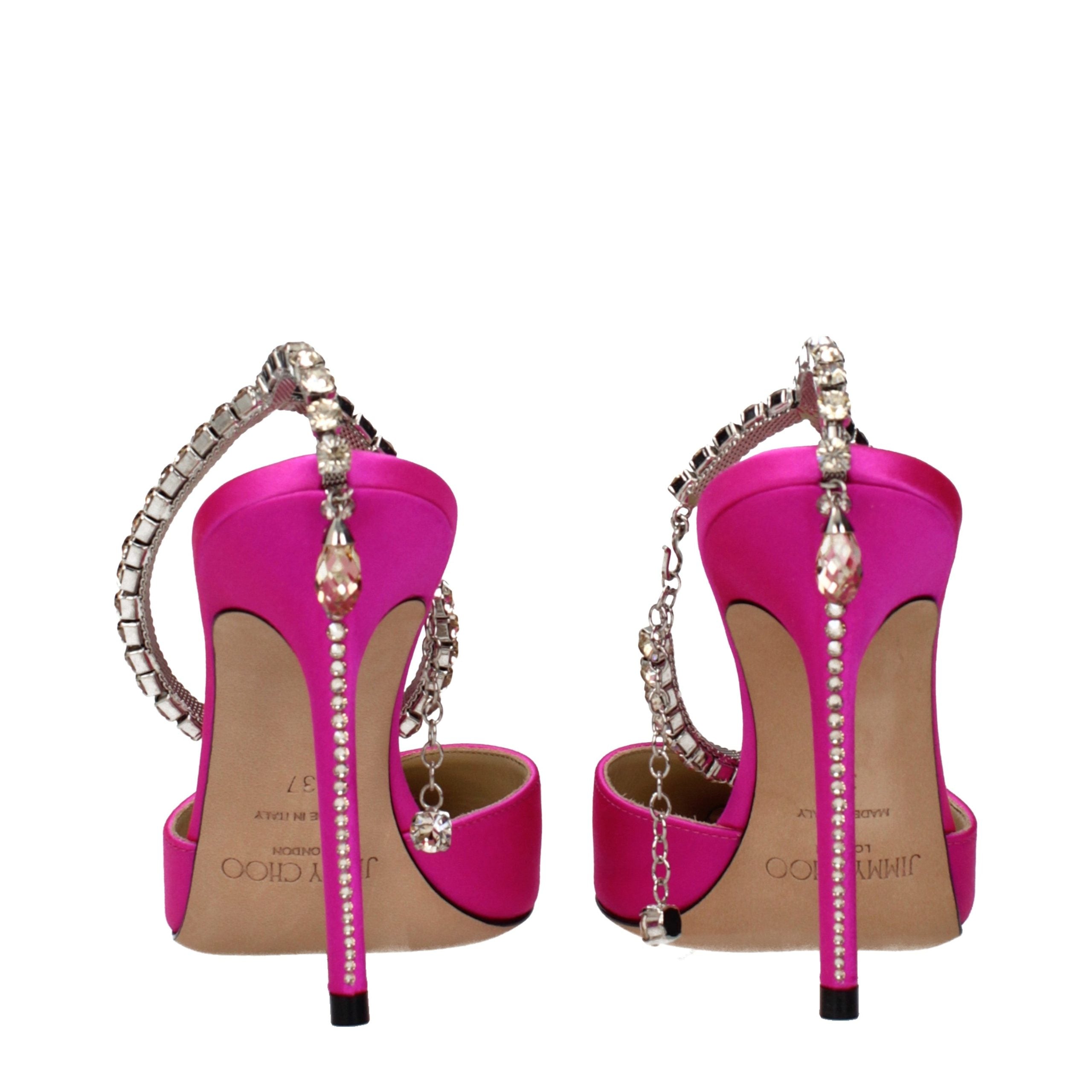 Pink Satin Stiletto Heel Sandals
