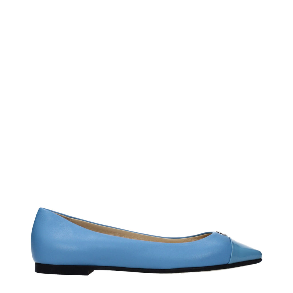 Light Blue Leather Ballet Flats