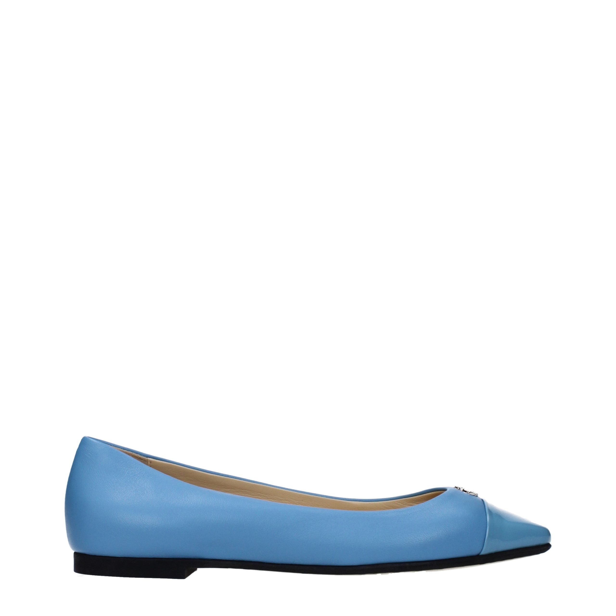 Light Blue Leather Ballet Flats