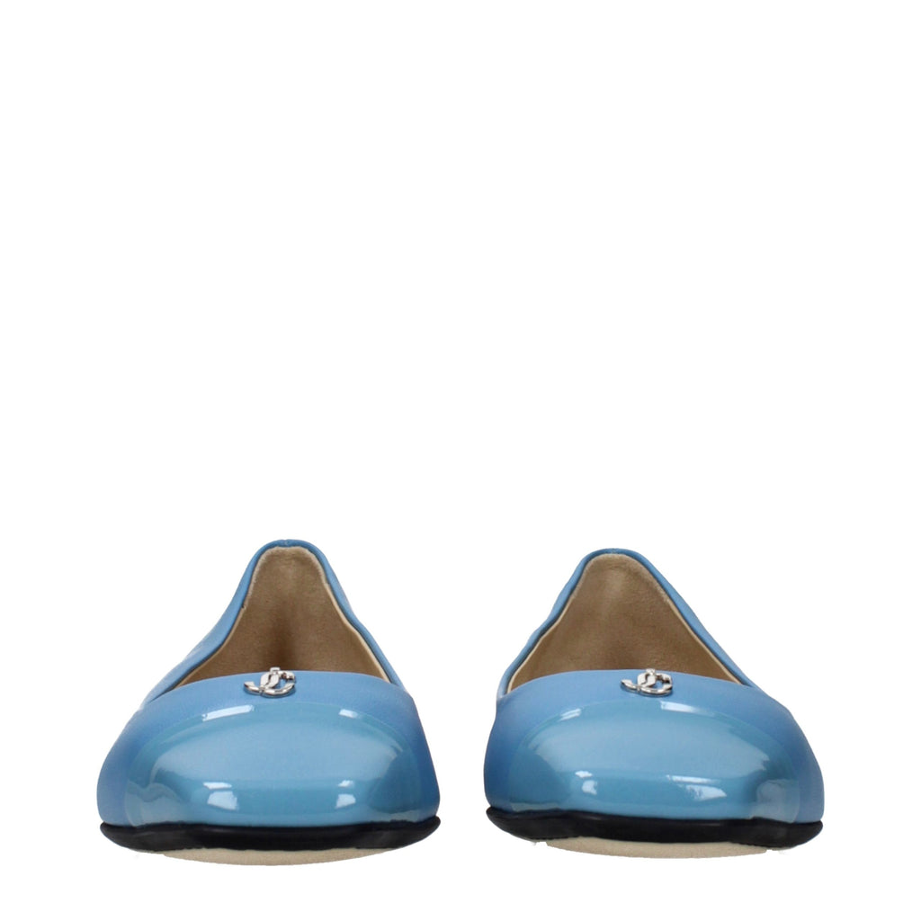 Light Blue Leather Ballet Flats