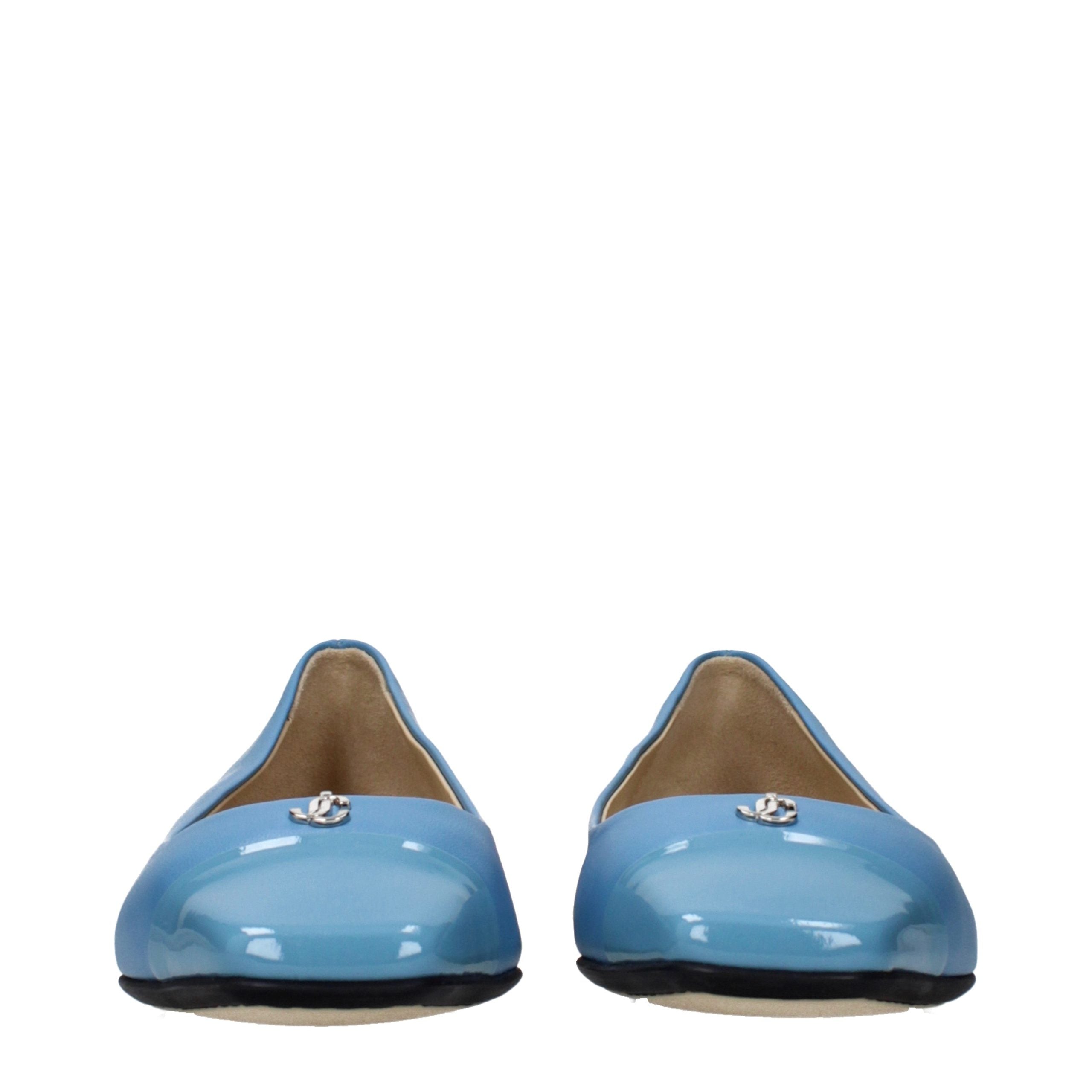 Light Blue Leather Ballet Flats