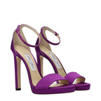 Purple Satin Platform Sandals