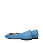 Light Blue Leather Ballet Flats