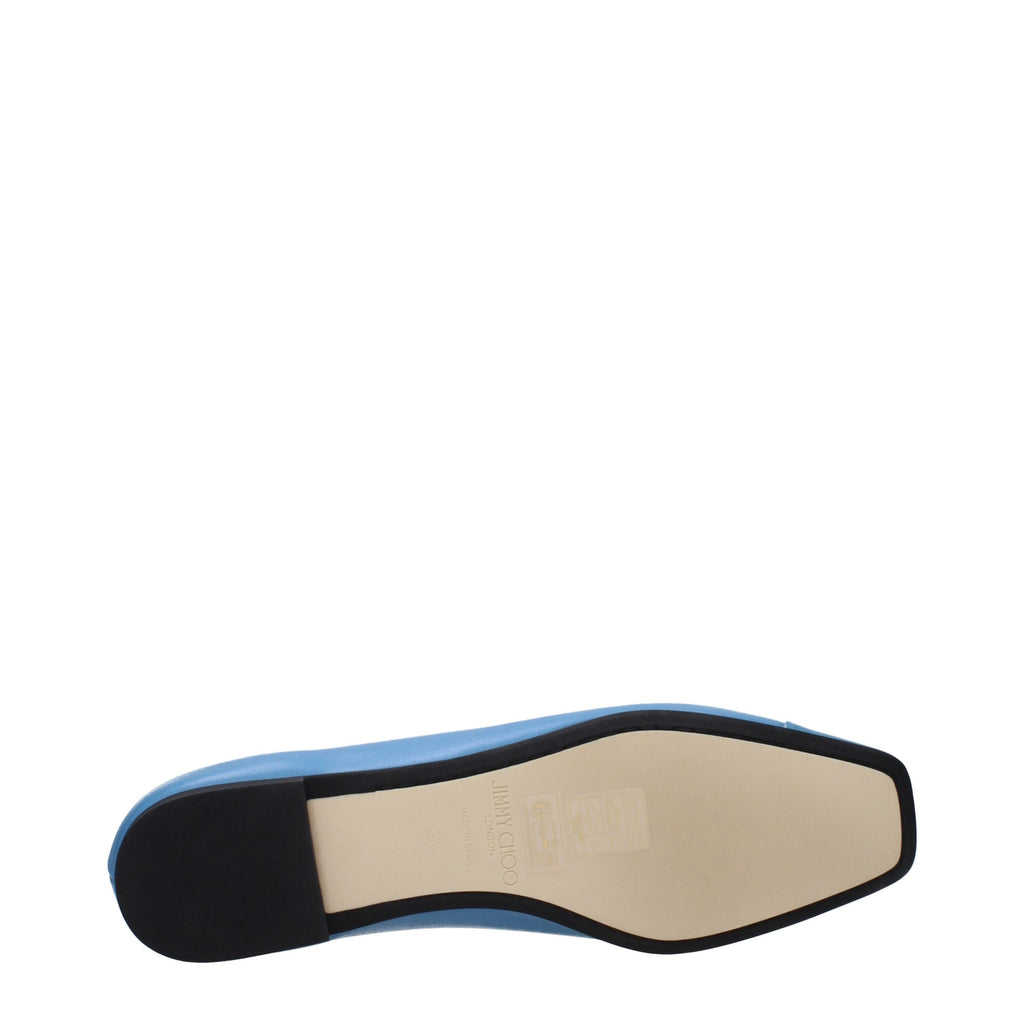 Light Blue Leather Ballet Flats