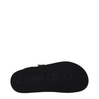 Black Leather Flat Sandals