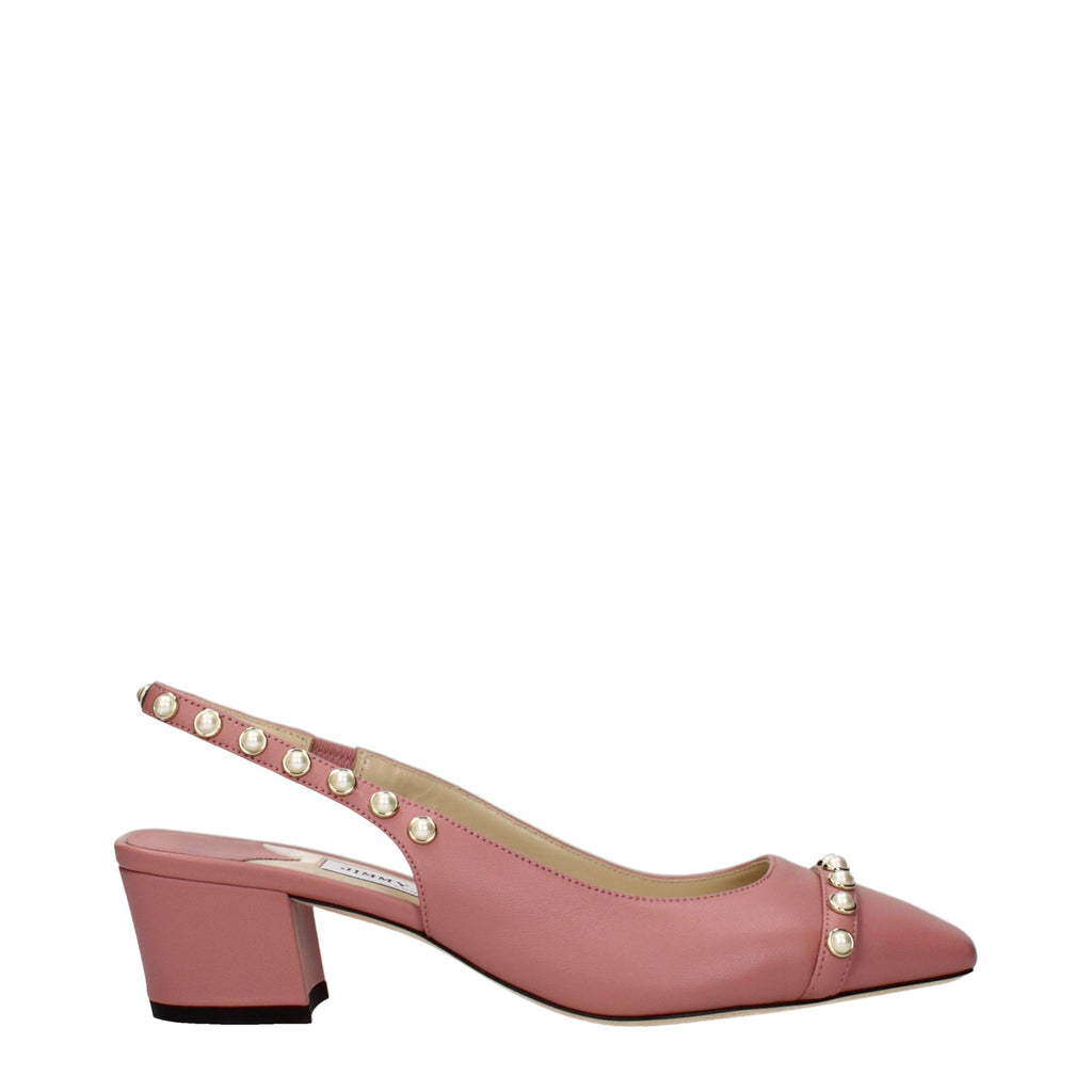 Pink Leather Platform Sandals