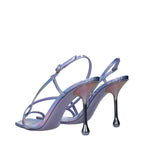 Purple Leather Stiletto Heel Sandals