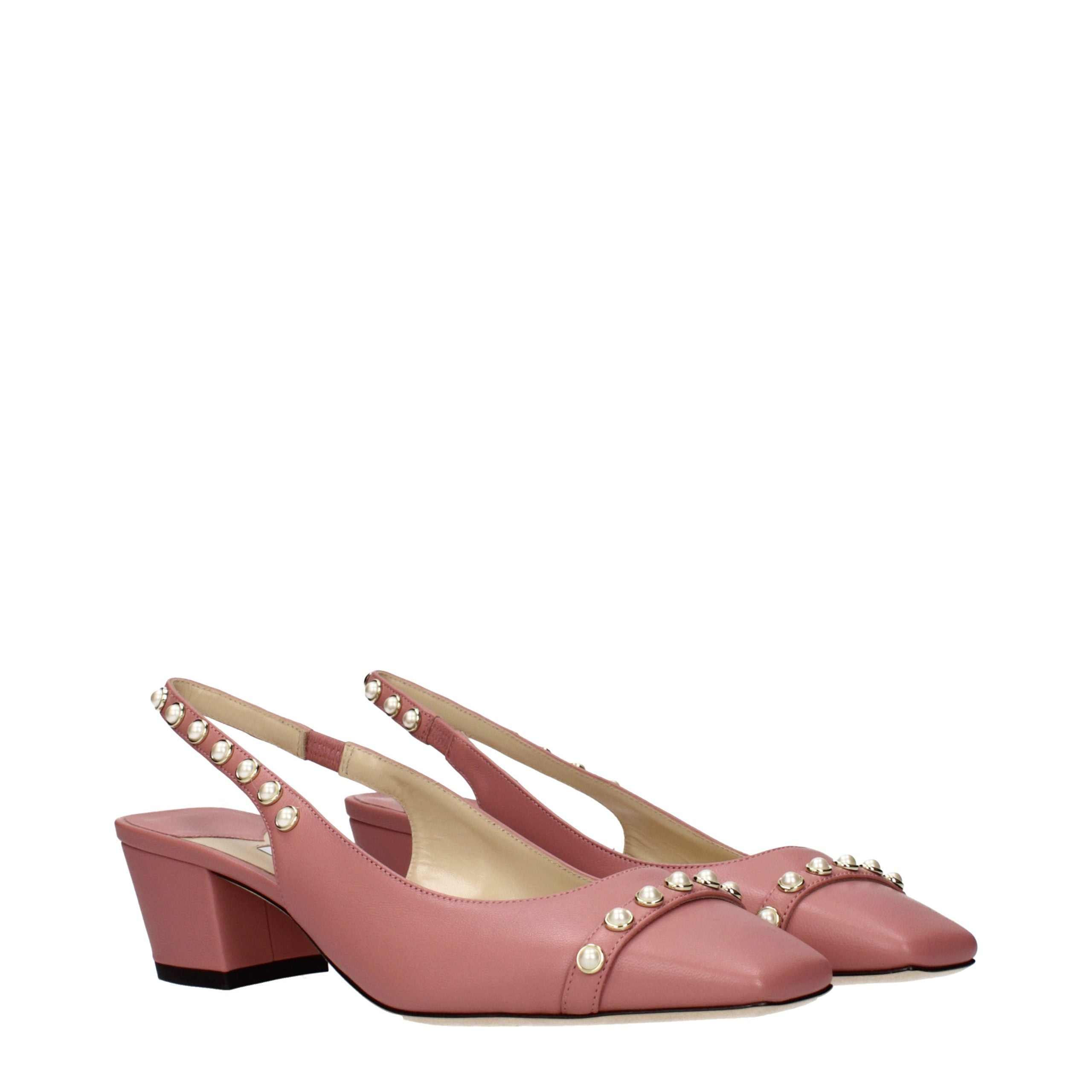 Pink Leather Platform Sandals