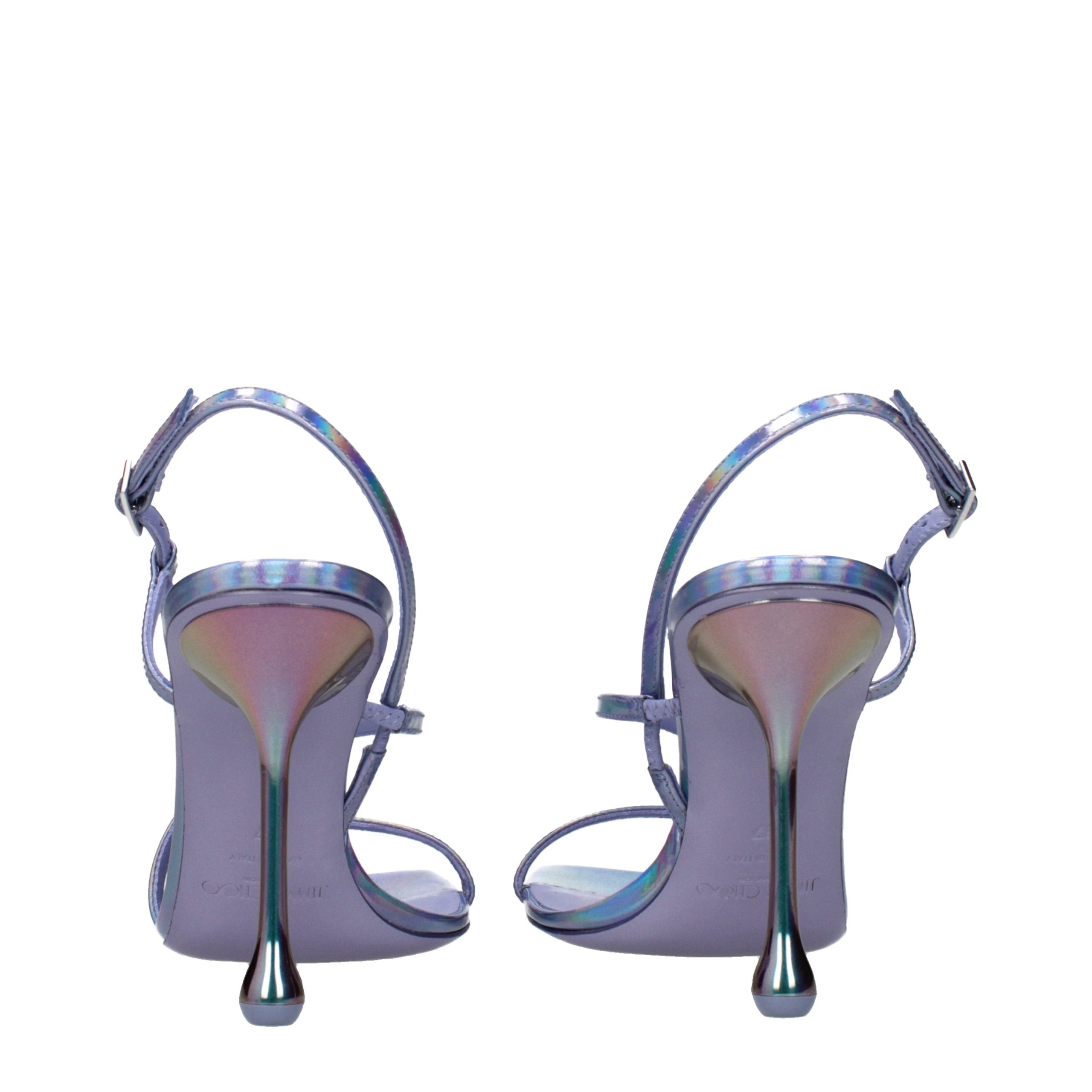 Purple Leather Stiletto Heel Sandals