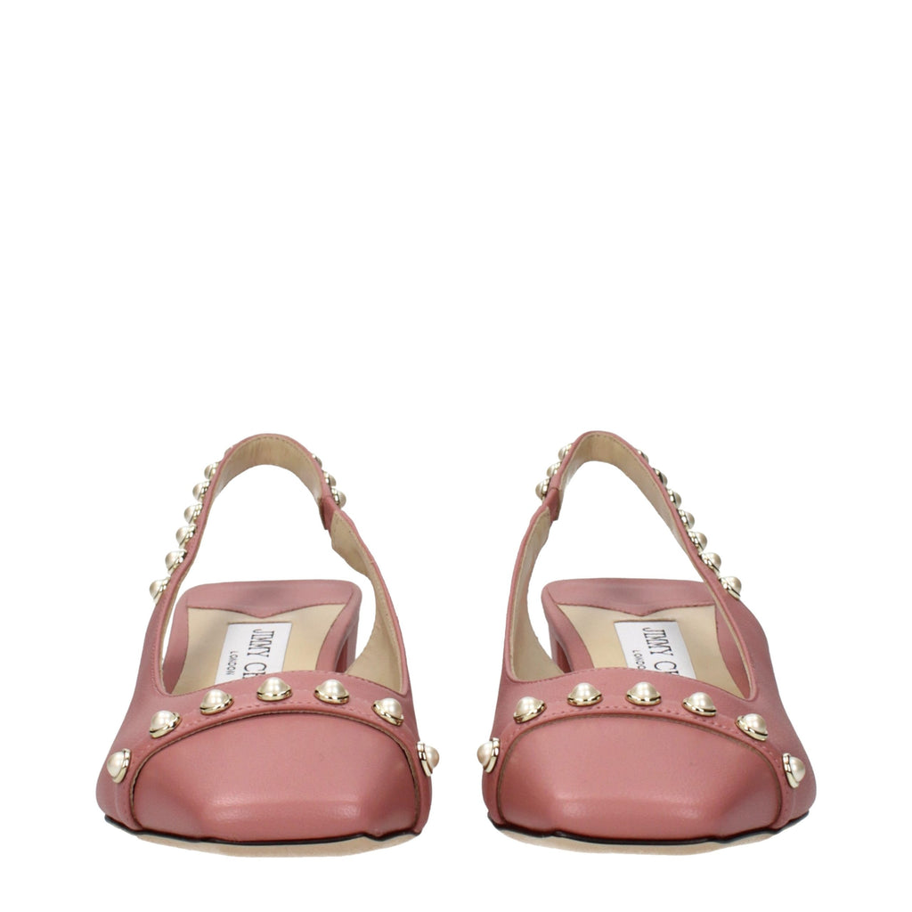 Pink Leather Platform Sandals