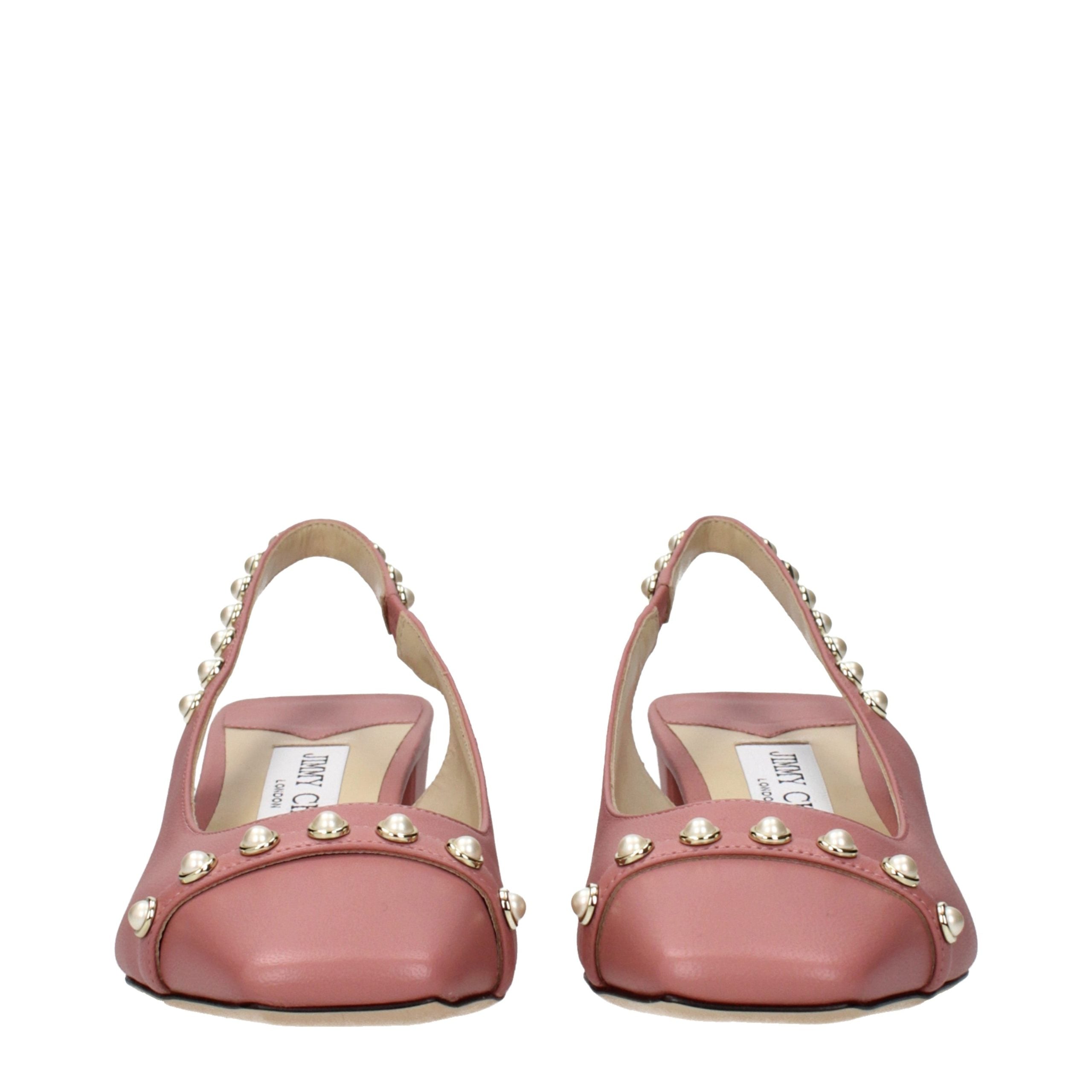 Pink Leather Platform Sandals