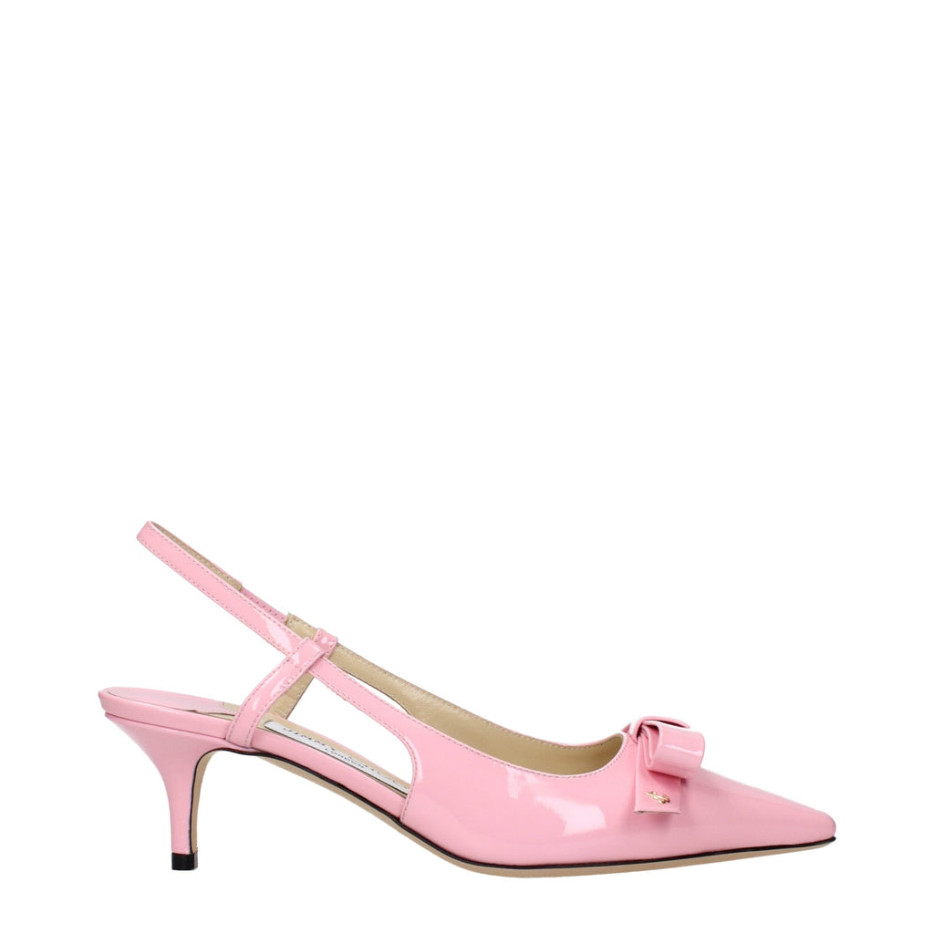 Pink Leather Stiletto Heel Sandals