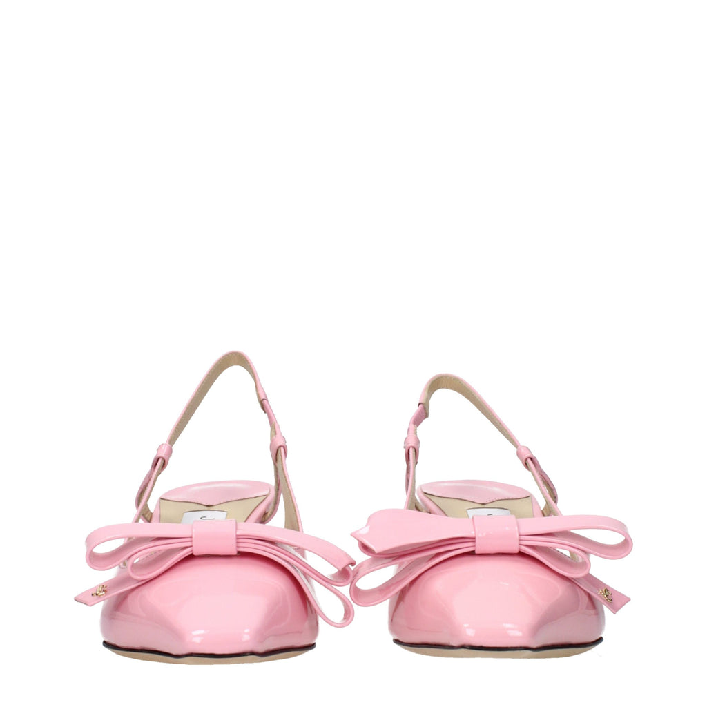 Pink Leather Stiletto Heel Sandals