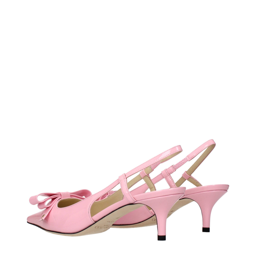 Pink Leather Stiletto Heel Sandals