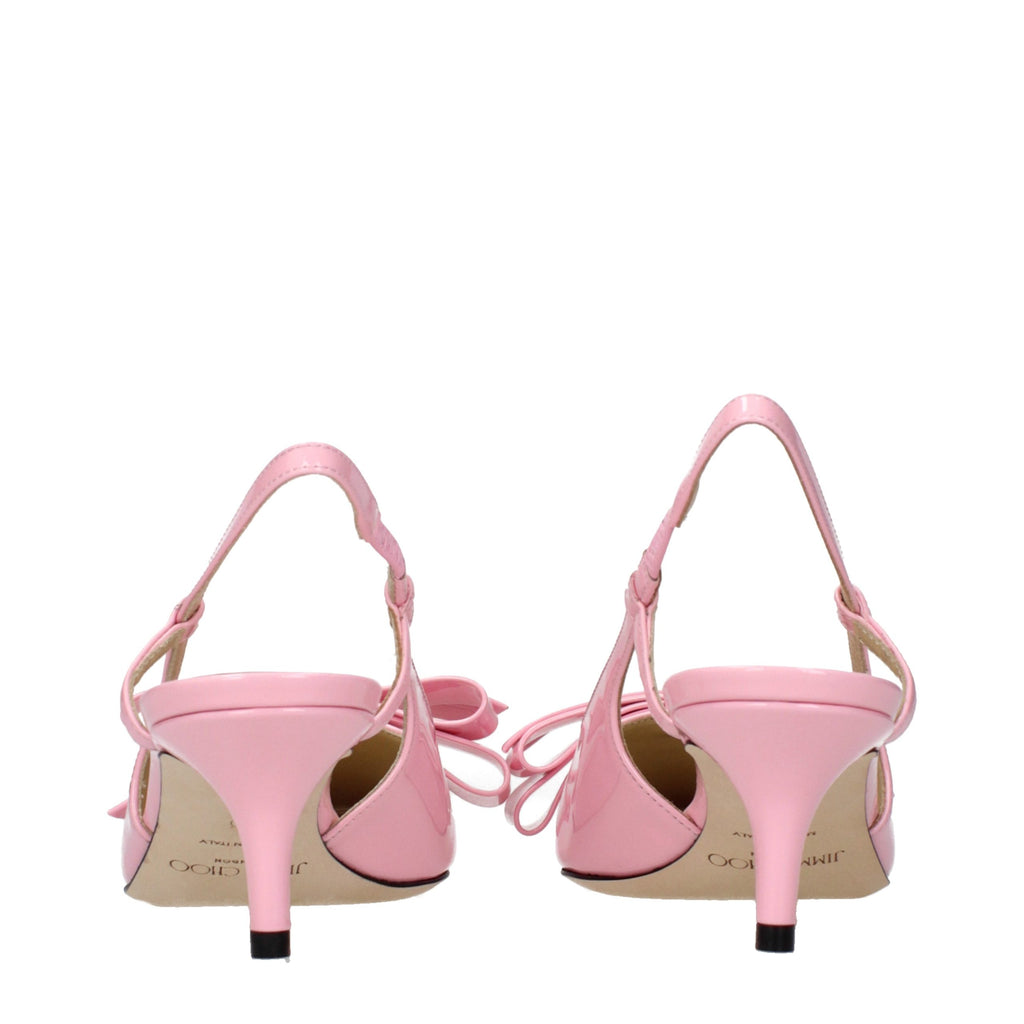 Pink Leather Stiletto Heel Sandals
