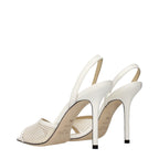 Blue Fabric Stiletto Heel Sandals