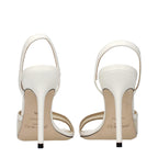 Blue Fabric Stiletto Heel Sandals