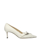 Blue Leather Mid Heel Pumps