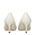 Blue Leather Mid Heel Pumps