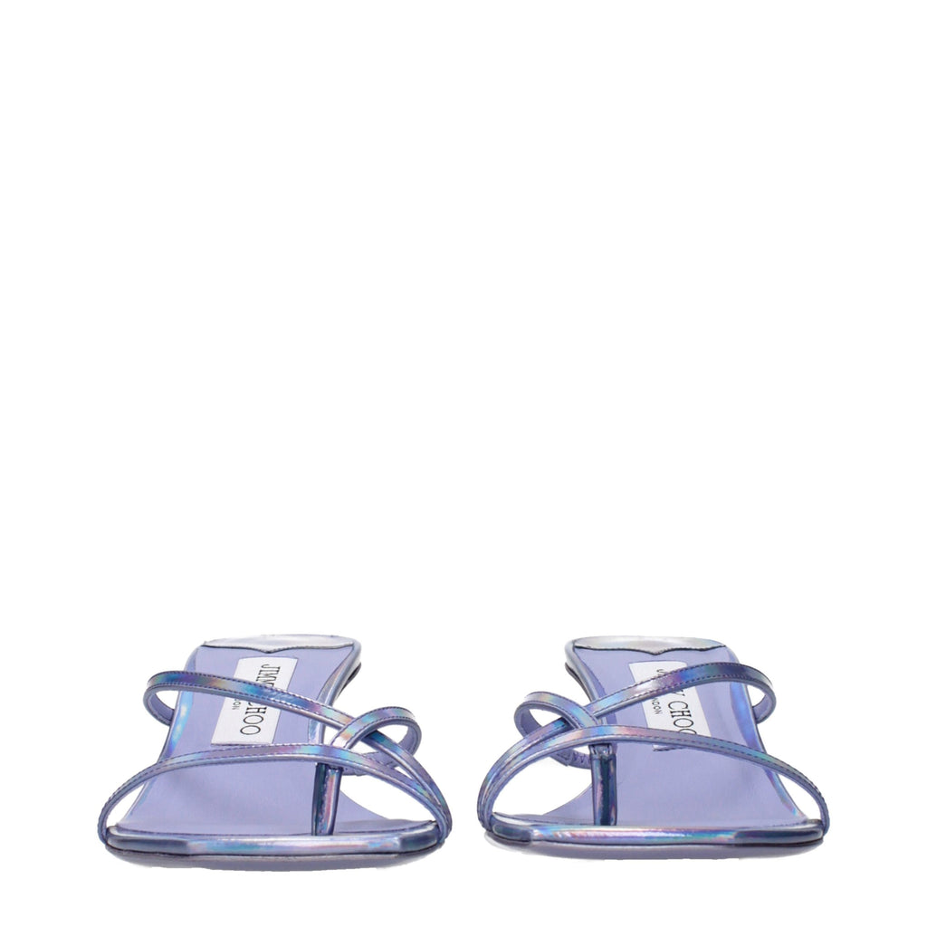 Purple Leather Flat Sandals