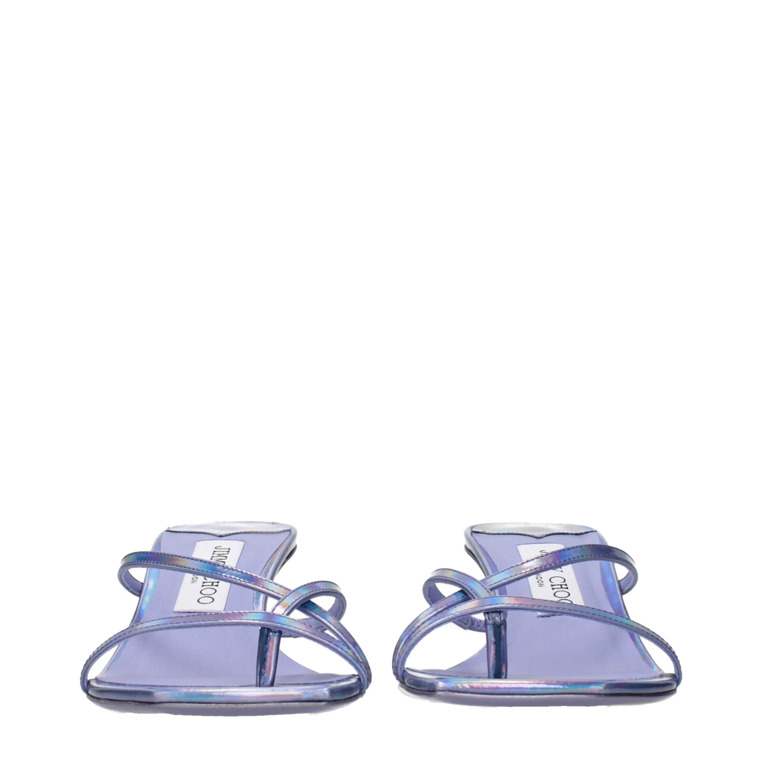 Purple Leather Flat Sandals