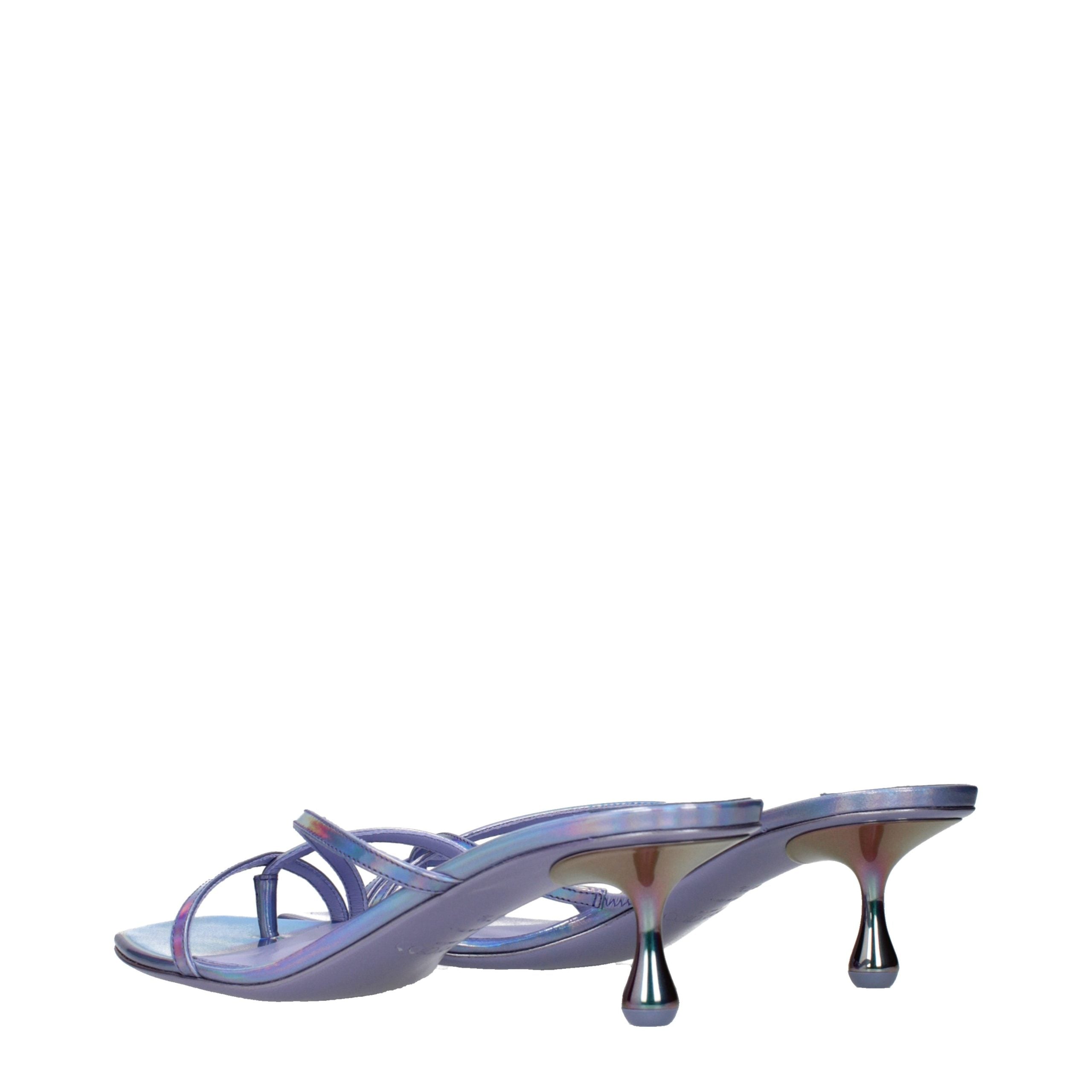 Purple Leather Flat Sandals