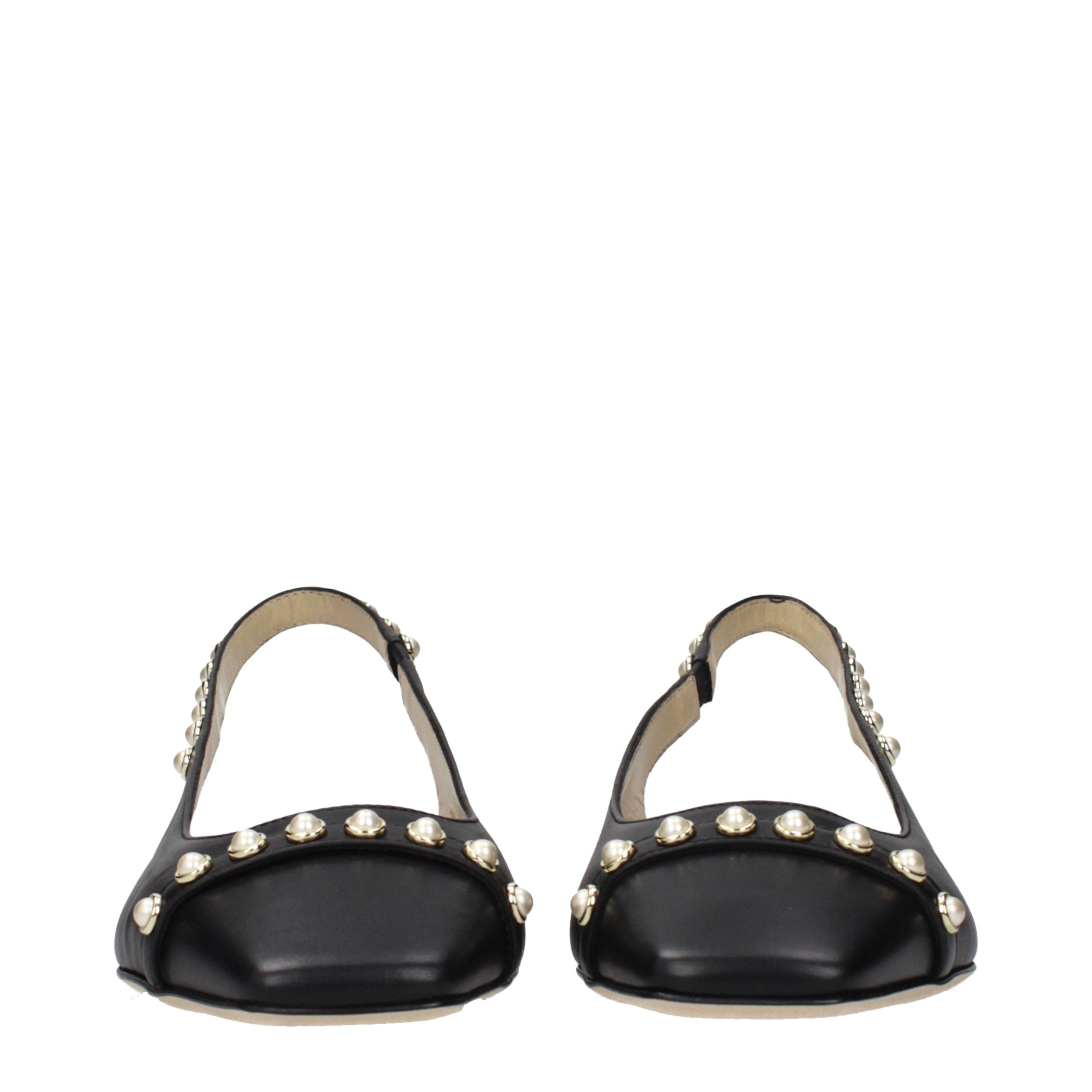 Black Leather Flats