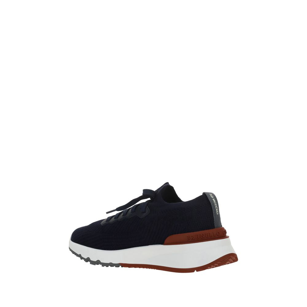 Blue Cotton Low Top Sneakers