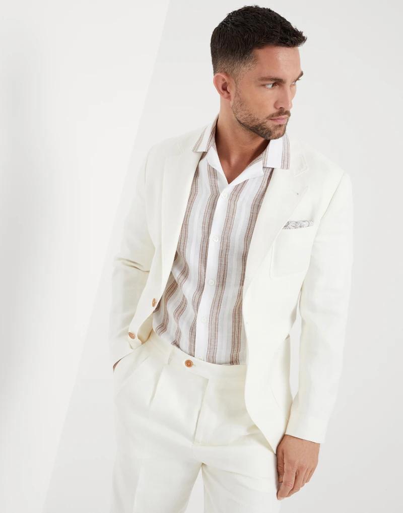 White Linen Pattern Shirt