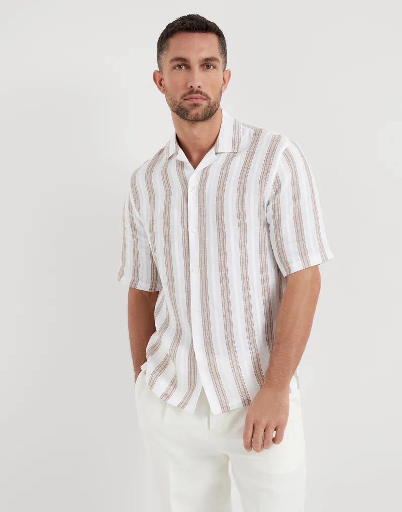 White Linen Pattern Shirt