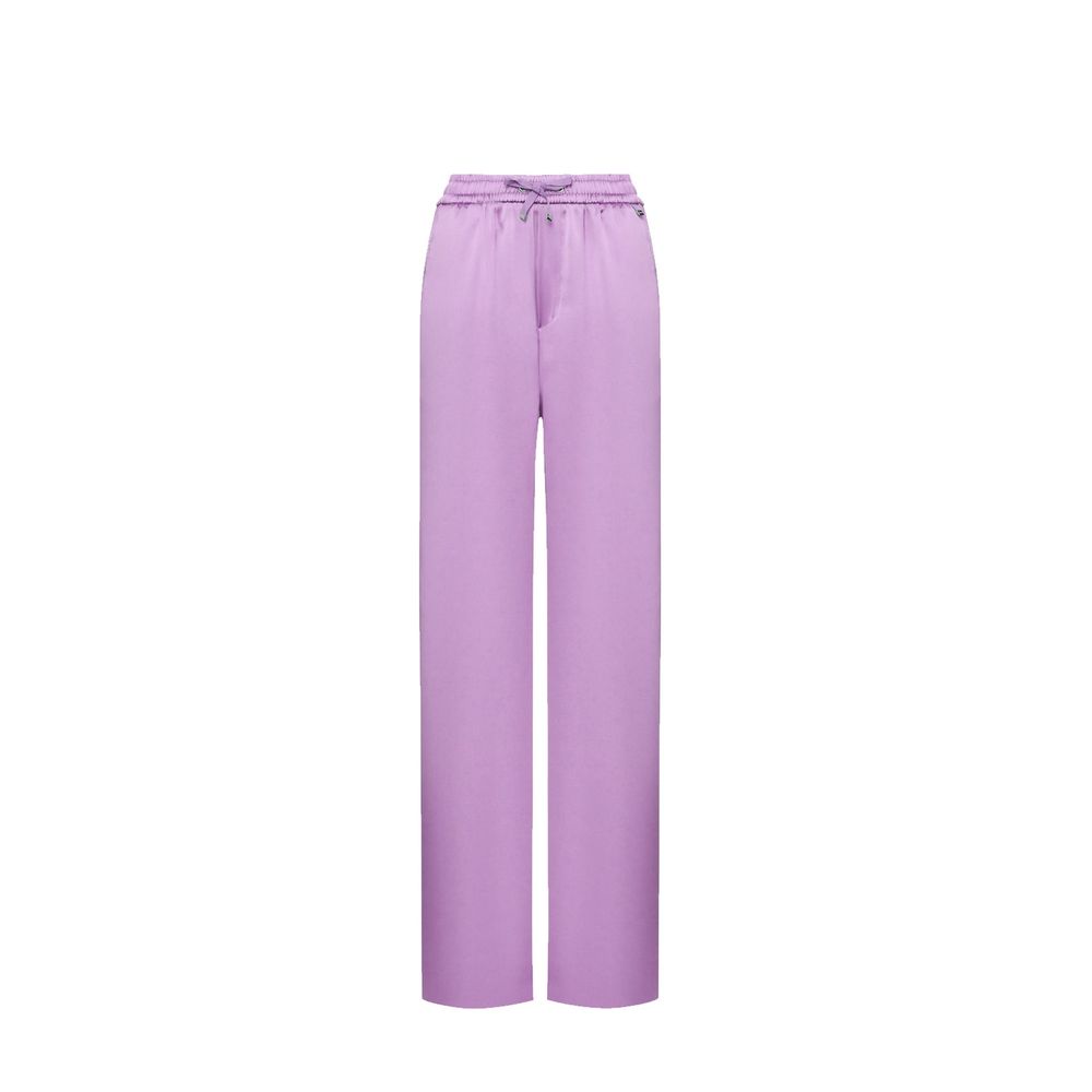 Purple Polyester Casual Pants