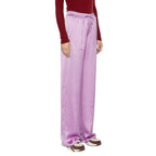 Purple Polyester Casual Pants