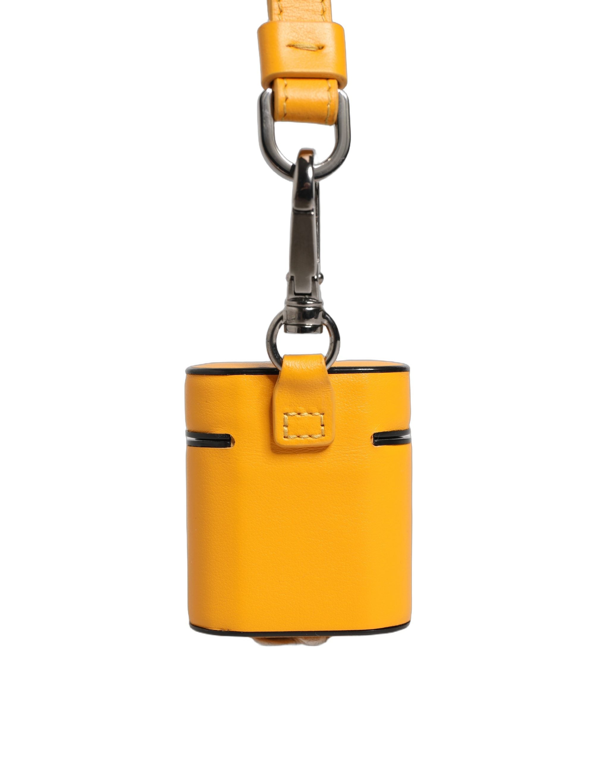 Case Yellow Calf Leather Logo Flip Holder Strap Airpods