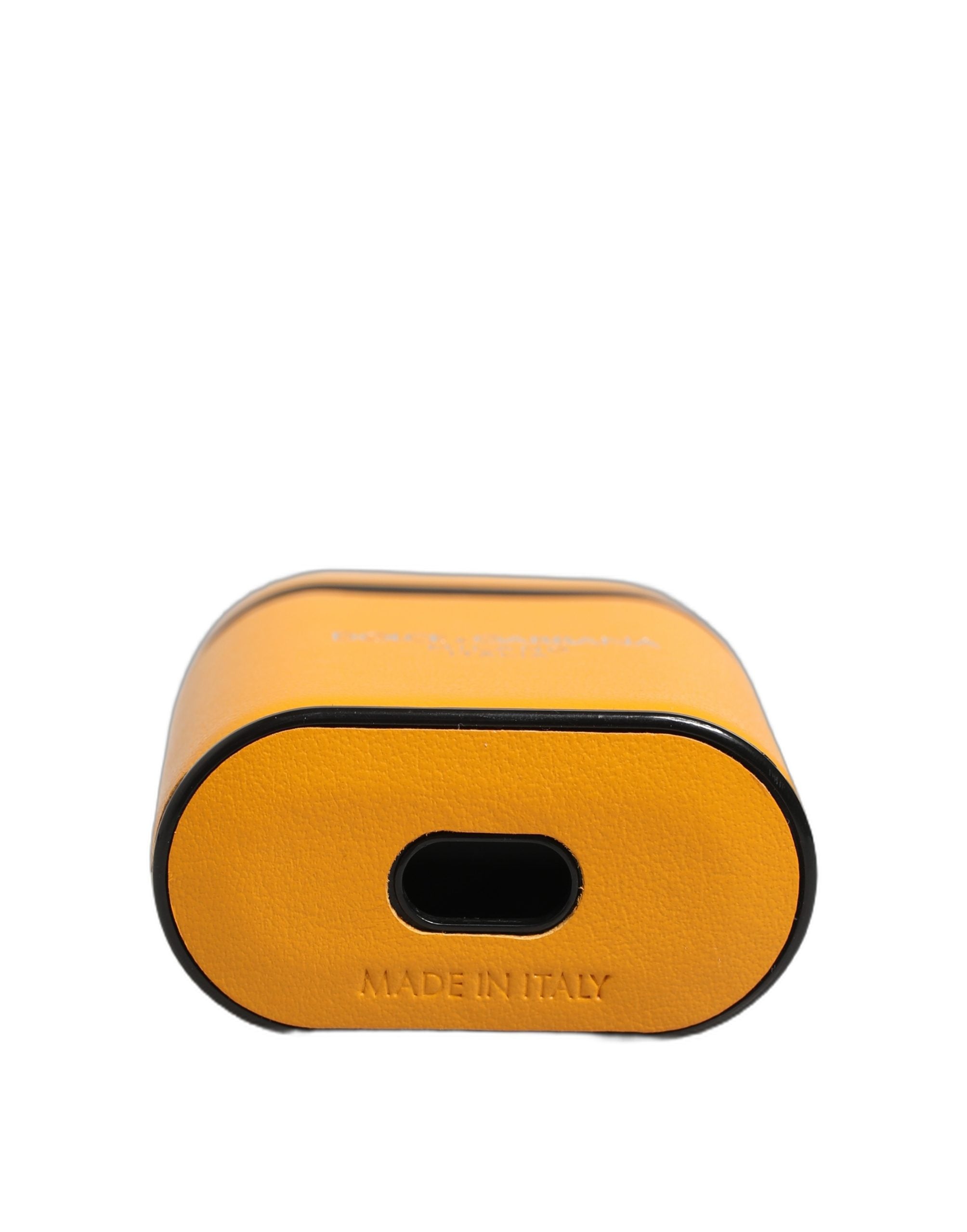 Case Yellow Calf Leather Logo Flip Holder Strap Airpods