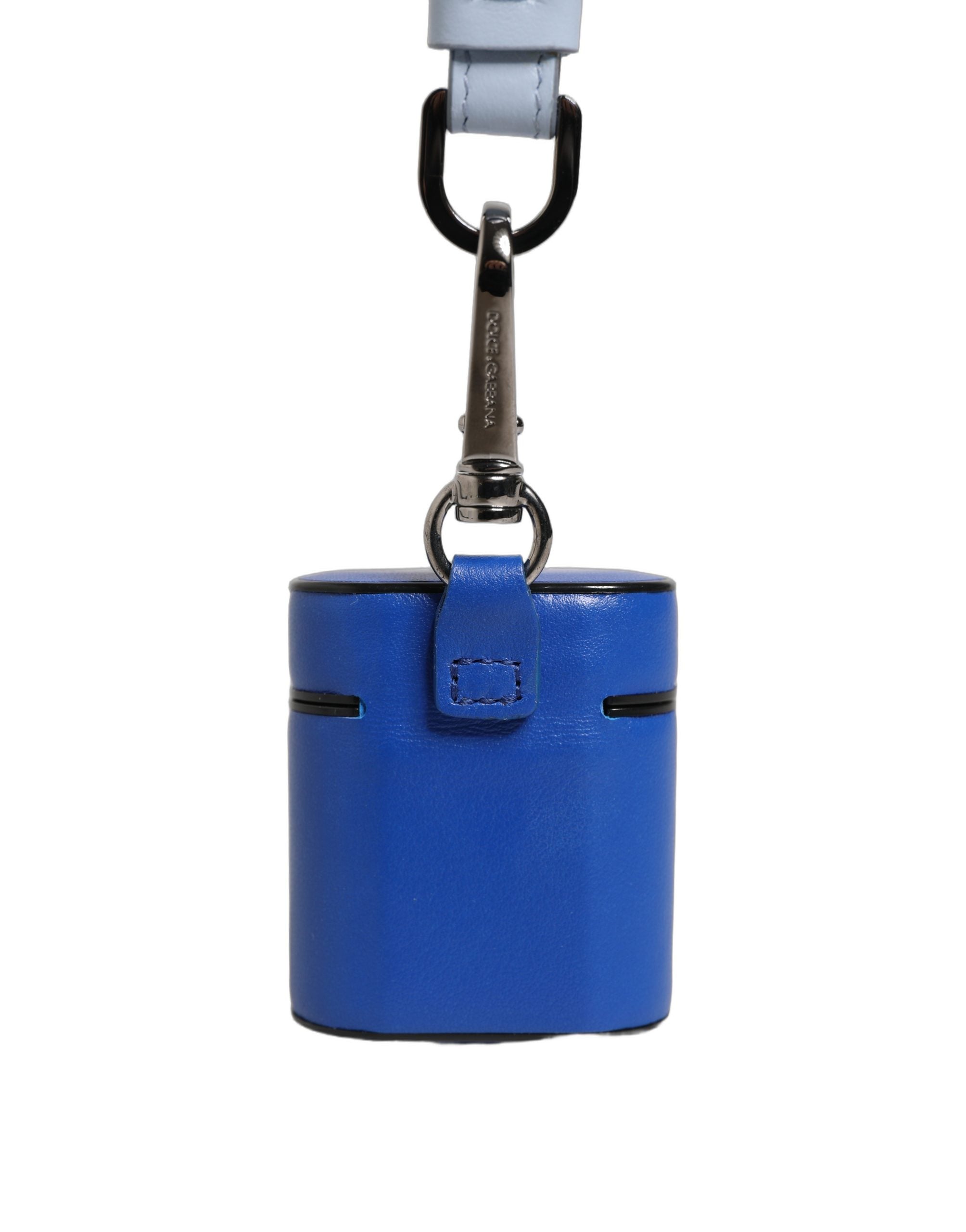 Case Blue Calf Leather Logo Flip Holder Strap Airpods
