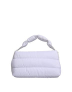 White Logo Plaque Polyester Quilted Shoulder Borse Bag