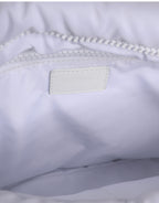 White Logo Plaque Polyester Quilted Shoulder Borse Bag